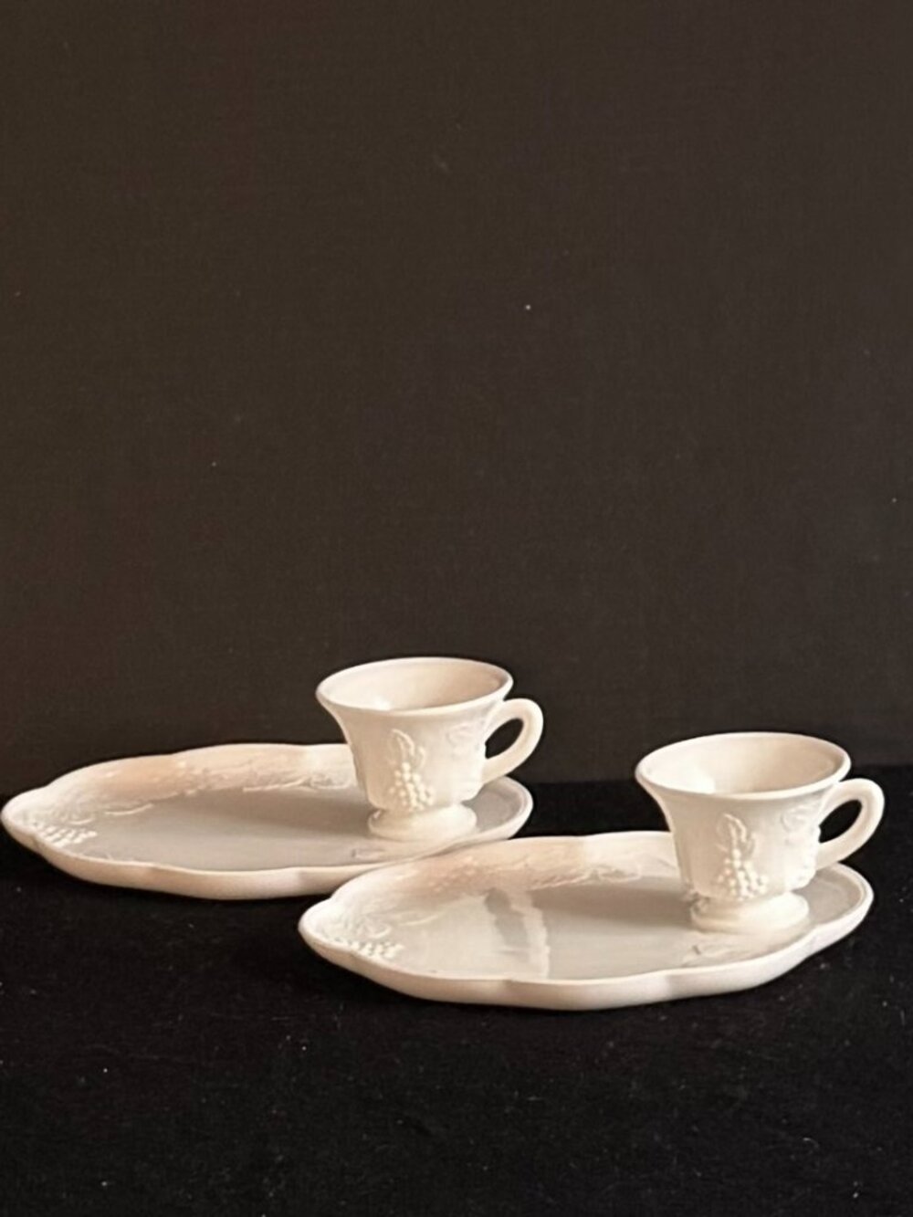 2 - Vintage Estate Indiana Glass Milk Glass Snack Sets